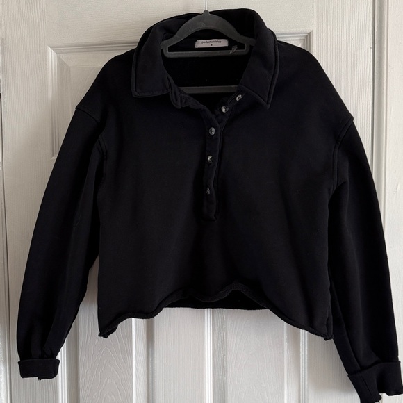 perfectwhitetee Black Collared Sweatshirt - Picture 3 of 5